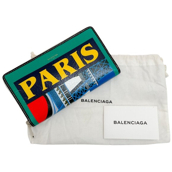 Balenciaga Green Multi Leather Paris Bazar Wallet - Picture 5 of 5